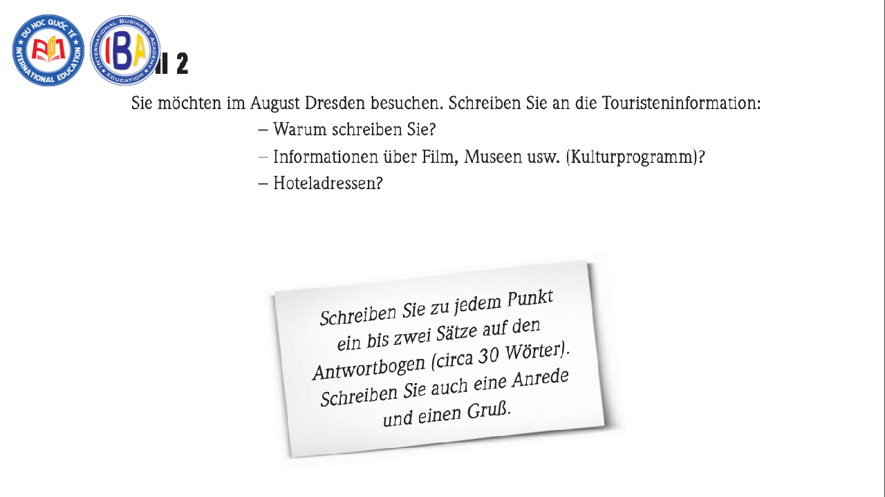 Nội dung thường có trong bài tập tiếng Đức trình độ A1