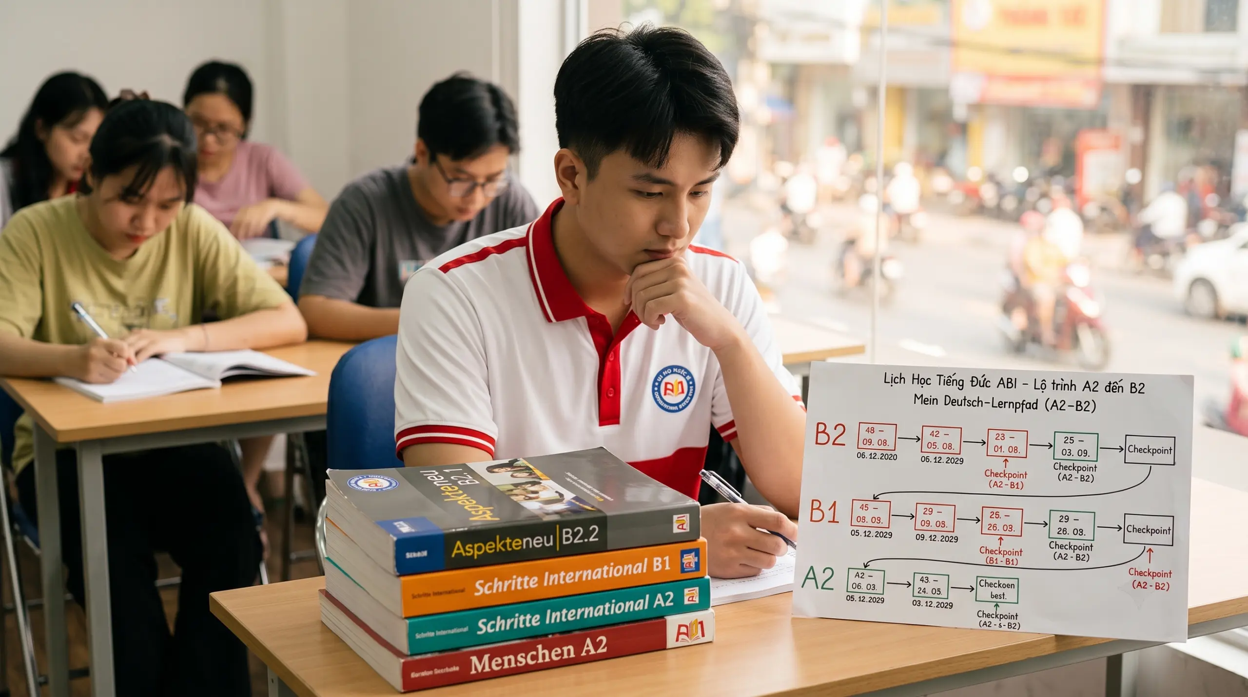 Sách học tiếng Đức tại TPHCM: xây bộ sách học tiếng Đức và lịch học từ A2 đến B2