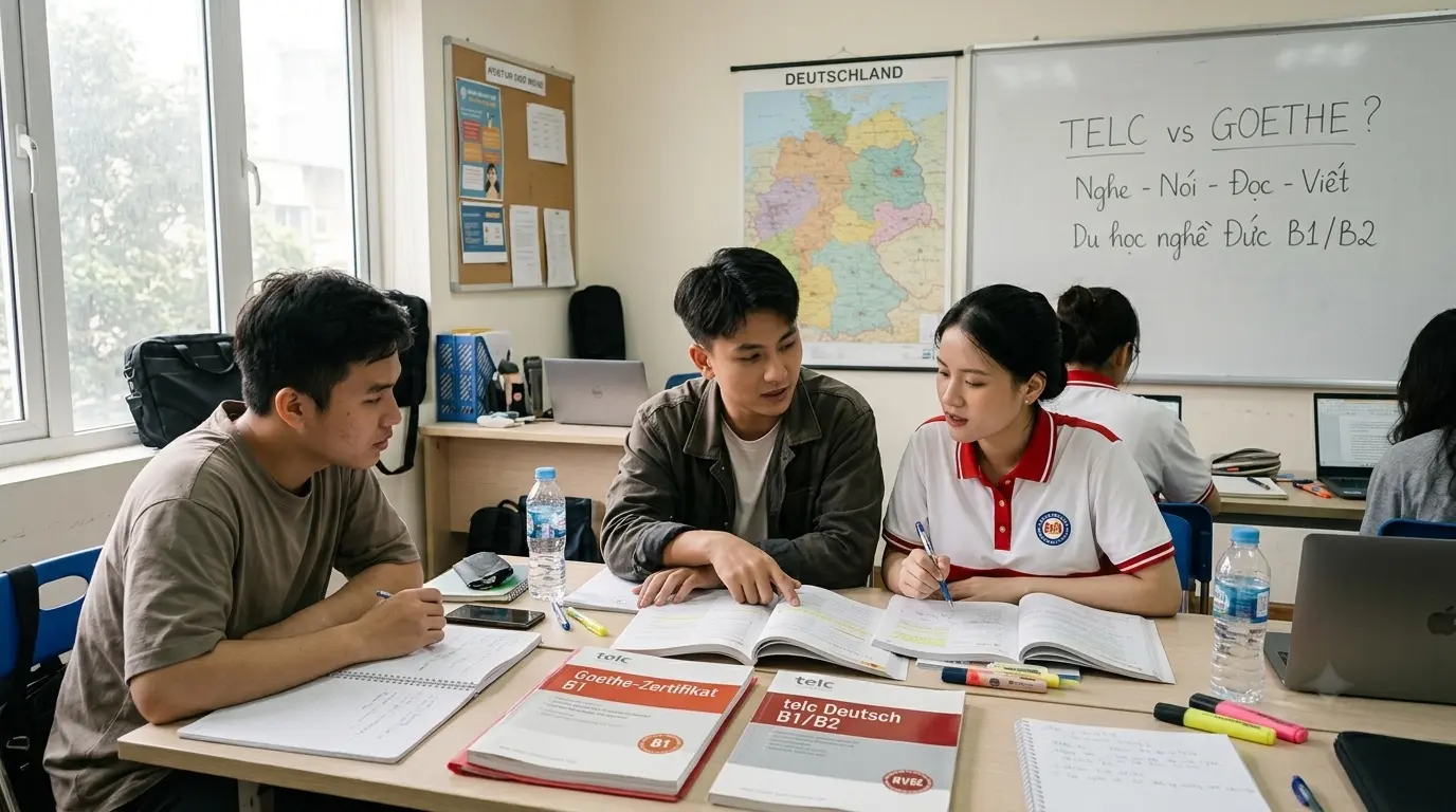 So Sánh Telc Và Goethe: Nên Thi Chứng Chỉ Tiếng Đức ECL Hay Goethe, TELC Để Đi Du Học Nghề? (2026) 6 So Sánh TELC Và Goethe: Khác Nhau Ở Đâu Khi Xét Hồ Sơ Du Học Nghề Đức? - PDT Education